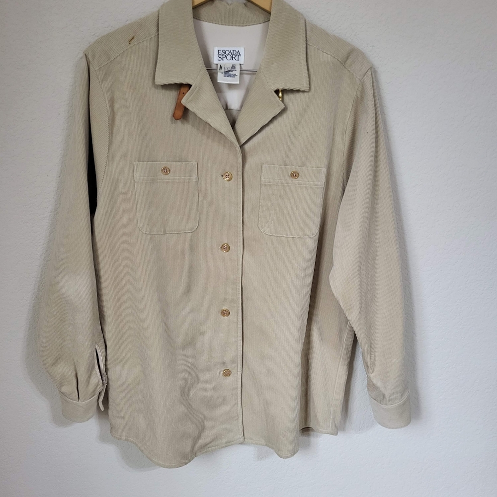 Vintage Escada Corduroy Button Up Casual Shirt Jacket L